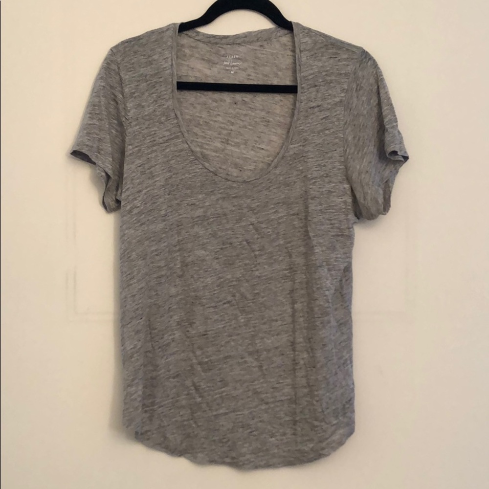 J. Crew gray scoopneck linen tee